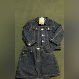 H&M Denim Jacket and Skirt Set with glitter details.